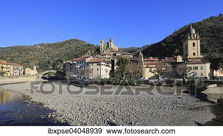 Stock Photo - "Medieval village of Dolceaqua on the Nervia river, Province of Imperia, Liguria, Italian Riviera, Italy, Europe". Fotosearch