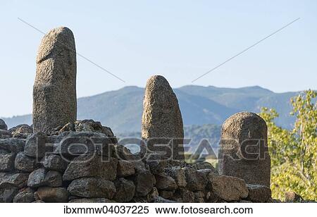 Stock Photography - "Menhirs, megalithic culture, Filitosa, Corsica, France, Europe". Fotosearch