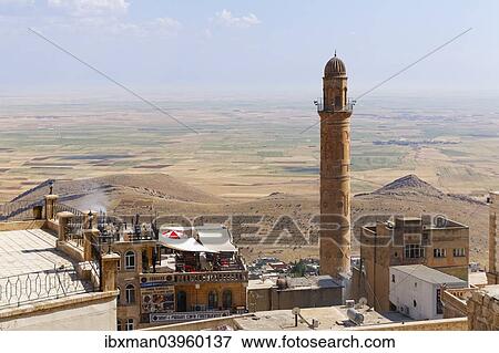 "Mesopotamian plain and minaret of the Great Mosque Ulu Camii, Mardin, Southeastern Anatolia Region, Anatolia, Turkey, Asia" View Large Photo Image Stock Photo - "Mesopotamian plain and minaret of the Great Mosque Ulu Camii, Mardin, Southeastern Anatolia Region, Anatolia, Turkey, Asia". Fotosearch