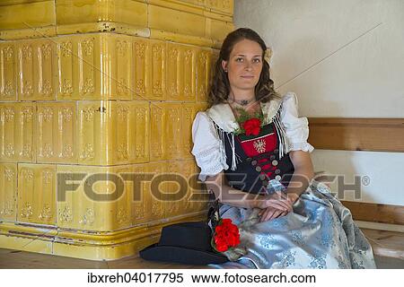 "Michaela Eichhorst, sutler of the Aschbacher Schutzen, wearing a typical Tyrolean traditional costume from the Achensee region, Achenkirch, Tyrol, Austria, Europe" View Large Photo Image Stock Photography - "Michaela Eichhorst, sutler of the Aschbacher Schutzen, wearing a typical Tyrolean traditional costume from the Achensee region, Achenkirch, Tyrol, Austria, Europe". Fotosearch