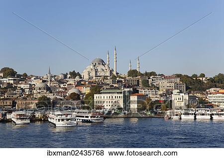 "Middle, Suleymaniye Mosque, left, Rustem Pasha Mosque, Eminonu, Golden Horn, Istanbul, european side, Turkey, Europe, PublicGround, Asia" View Large Photo Image Stock Photo - "Middle, Suleymaniye Mosque, left, Rustem Pasha Mosque, Eminonu, Golden Horn, Istanbul, european side, Turkey, Europe, PublicGround, Asia". Fotosearch
