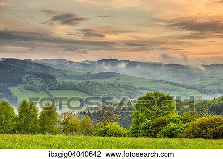 "Mikulcin hill, Vapenice, view from Zitkova, Protected Landscape Area Bile Karpaty, White Carpathian Mountains, Czech Republic, Europe" View Large Photo Image Stock Image - "Mikulcin hill, Vapenice, view from Zitkova, Protected Landscape Area Bile Karpaty, White Carpathian Mountains, Czech Republic, Europe". Fotosearch