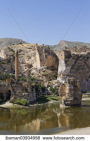 "Minaret of the El Rizk Mosque, pillars of the bridge built by the Ortocides, Hasankeyf, Tigris River, Batman Province, Southeastern Anatolia Region, Anatolia, Turkey, Asia" View Large Photo Image Stock Photo - "Minaret of the El Rizk Mosque, pillars of the bridge built by the Ortocides, Hasankeyf, Tigris River, Batman Province, Southeastern Anatolia Region, Anatolia, Turkey, Asia". Fotosearch