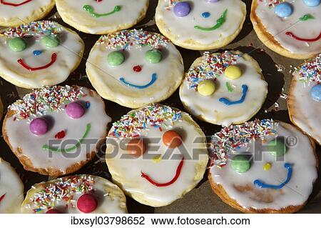 Mini sponge cakes decorated for a child's birthday View Large Photo Image Stock Image - Mini sponge cakes decorated for a child's birthday. Fotosearch