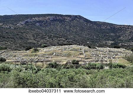 Stock Image - "Minoan settlement of Gournia, archaeological excavations, Gournia, Crete, Greece, Europe". Fotosearch