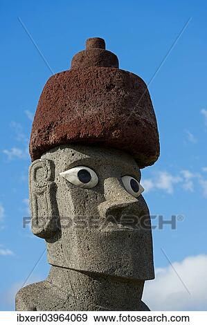 Stock Photo - "Moai statue, head, Easter Island, Chile, South America". Fotosearch
