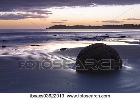"Moeraki Boulders on the beach at sunrise, Moeraki Beach, Hampden, Otago Region, New Zealand, Oceania" View Large Photo Image Stock Photo - "Moeraki Boulders on the beach at sunrise, Moeraki Beach, Hampden, Otago Region, New Zealand, Oceania". Fotosearch