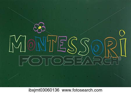 "Montessori"""" written with chalk on a blackboard, Germany, Europe" View Large Photo Image Stock Photograph - "Montessori"""" written with chalk on a blackboard, Germany, Europe". Fotosearch