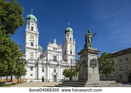 "Monument to King Maximilian Joseph I of Bavaria, west facade, St. Stephen's Cathedral, Passau, Lower Bavaria, Bavaria, Germany, Europe" View Large Photo Image Stock Photo - "Monument to King Maximilian Joseph I of Bavaria, west facade, St. Stephen's Cathedral, Passau, Lower Bavaria, Bavaria, Germany, Europe". Fotosearch