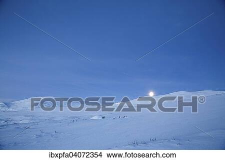 Picture - "Moonset, Dovrefjell? ÇôSunndalsfjella National Park, Norway, Europe". Fotosearch
