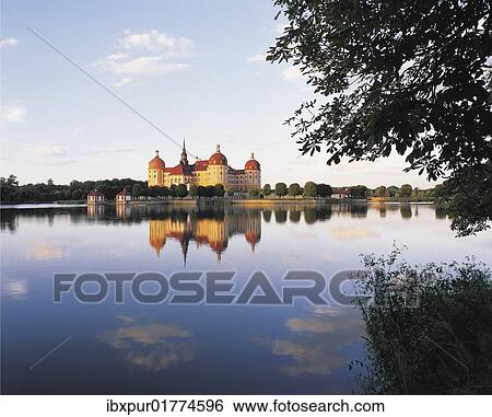 "Moritzburg castle in the evening light with reflection, Saxony, Germany, Europe" View Large Photo Image Stock Photograph - "Moritzburg castle in the evening light with reflection, Saxony, Germany, Europe". Fotosearch