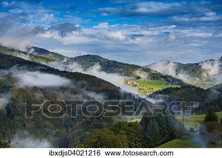 Stock Photograph - "Morning mood, Kleines Wiesental, southern Black Forest, Black Forest, Baden-Wurttemberg, Germany, Europe". Fotosearch
