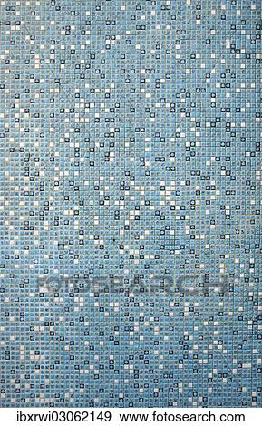 Mosaic wall with small white and turquoise tiles in a swimming pool View Large Photo Image Stock Photo - Mosaic wall with small white and turquoise tiles in a swimming pool. Fotosearch