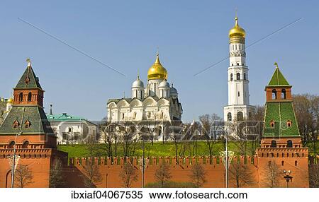 Stock Photography - "Moscow Kremlin with the Cathedral of the Archangel and the Ivan the Great Bell Tower, Moscow, Russia, Europe". Fotosearch