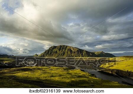 "Mossy Mt. Hafursey, Mulakvisl river, South Coast, Iceland, Europe" View Large Photo Image Stock Photo - "Mossy Mt. Hafursey, Mulakvisl river, South Coast, Iceland, Europe". Fotosearch