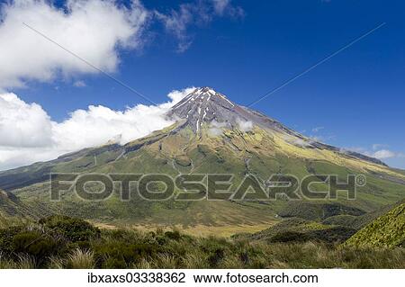 Stock Image - "Mount Taranaki volcano, Pouakai Range, Egmont National Park, Taranaki Region, New Zealand, Oceania". Fotosearch