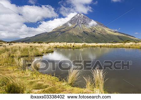 "Mountain lake with the Mount Taranaki volcano, Pouakai Range, Egmont National Park, Taranaki Region, New Zealand, Oceania" View Large Photo Image Stock Image - "Mountain lake with the Mount Taranaki volcano, Pouakai Range, Egmont National Park, Taranaki Region, New Zealand, Oceania". Fotosearch