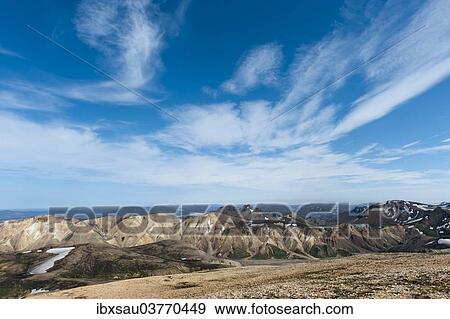 "Mountain landscape, colourful rhyolite rock, view from Skalli Mountain, Landmannalaugar, Highlands, Suourland, Iceland, Europe" View Large Photo Image Stock Photo - "Mountain landscape, colourful rhyolite rock, view from Skalli Mountain, Landmannalaugar, Highlands, Suourland, Iceland, Europe". Fotosearch