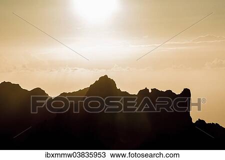 "Mountain silhouette at sunset, Tenerife, Canary Islands, Spain, Europe" View Large Photo Image Stock Image - "Mountain silhouette at sunset, Tenerife, Canary Islands, Spain, Europe". Fotosearch