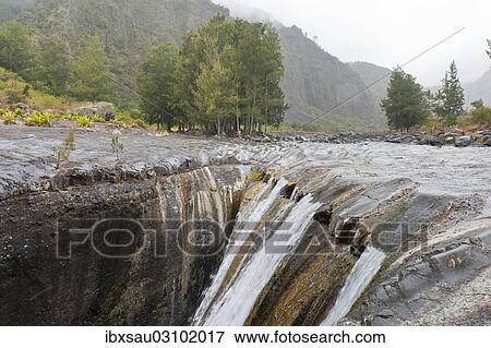 "Mountain stream flowing into a crevice, Les Trois Roches, Cirque de Mafate, Reunion National Park, Reunion" View Large Photo Image Stock Photo - "Mountain stream flowing into a crevice, Les Trois Roches, Cirque de Mafate, Reunion National Park, Reunion". Fotosearch