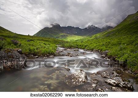 "Mountain stream in the Talkeetna Mountains, Alaska, USA, North America" View Large Photo Image Stock Image - "Mountain stream in the Talkeetna Mountains, Alaska, USA, North America". Fotosearch