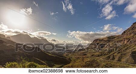 Stock Photo - "Mountains and plantations near San Nicolas, Gran Canaria, Canary Islands, Spain, Europe, PublicGround, Europe". Fotosearch