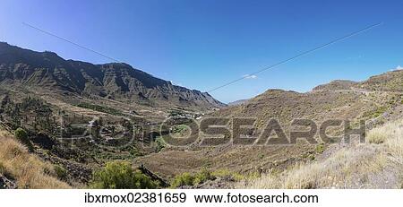 Stock Photo - "Mountains surrounding El Pie de la Cuesta, Mogan region, Gran Canaria, Canary Islands, Spain, Europe, PublicGround, Europe". Fotosearch