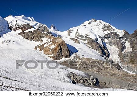 "Mt Bernina summit with Biancograt ridge, Bellavista, left, view during the ascent to Mt Piz Palue, Pers Glacier at front, Grisons, Switzerland, Europe" View Large Photo Image Stock Image - "Mt Bernina summit with Biancograt ridge, Bellavista, left, view during the ascent to Mt Piz Palue, Pers Glacier at front, Grisons, Switzerland, Europe". Fotosearch