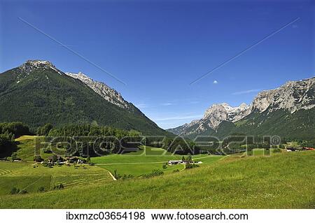 "Mt Reiter Alpe, right, Mt Hochkalter, left, alpine pastures at front, Ramsau bei Berchtesgaden, Berchtesgadener Land District, Upper Bavaria, Bavaria, Germany, Europe" View Large Photo Image Stock Photo - "Mt Reiter Alpe, right, Mt Hochkalter, left, alpine pastures at front, Ramsau bei Berchtesgaden, Berchtesgadener Land District, Upper Bavaria, Bavaria, Germany, Europe". Fotosearch