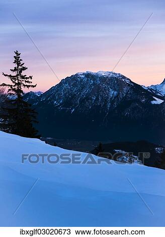 Stock Image - "Mt Zahmer Kaiser, from Mt Bruennstein, Bavarian Alps, Brunnstein, Oberaudorf, Bavaria, Germany, Europe". Fotosearch