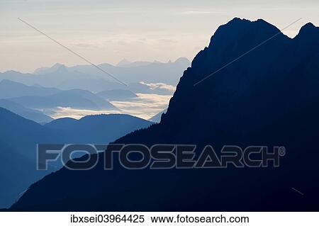 Stock Photography - "Mt Zugspitze in the morning light, Berwang, Lechtal Valley, Reutte District, Tyrol, Austria, Europe". Fotosearch