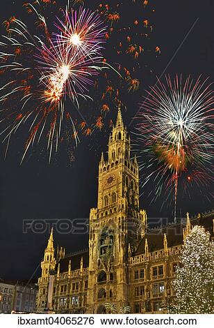 "Munich City Hall, Marienplatz square, with New Year's fireworks, Munich, Upper Bavaria, Bavaria, Germany, Europe" View Large Photo Image Stock Photograph - "Munich City Hall, Marienplatz square, with New Year's fireworks, Munich, Upper Bavaria, Bavaria, Germany, Europe". Fotosearch