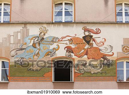 "Mural painting by Georg Prell, Wolfsberg Castle, Graefenberg, Franconian Switzerland, Upper Franconia, Franconia, Bavaria, Germany, Europe" View Large Photo Image Stock Photo - "Mural painting by Georg Prell, Wolfsberg Castle, Graefenberg, Franconian Switzerland, Upper Franconia, Franconia, Bavaria, Germany, Europe". Fotosearch