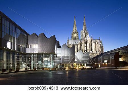 Stock Image - "Museum Ludwig and Cologne Cathedral, Cathedral of Saint Peter and Paul, historic centre, Cologne, North Rhine-Westphalia, Germany, Europe". Fotosearch