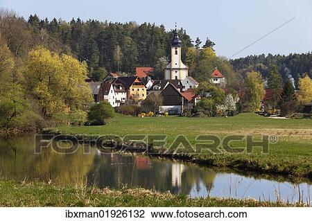 Stock Image - "Nankendorf, Waischenfeld community, Wiesent, Franconian Switzerland, Upper Franconia, Franconia, Bavaria, Germany, Europe". Fotosearch