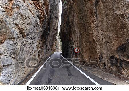 "Narrow canyon on the mountain road to Sa Calobra, Serra de Tramuntana, Majorca, Balearic Islands, Spain, Europe" View Large Photo Image Stock Image - "Narrow canyon on the mountain road to Sa Calobra, Serra de Tramuntana, Majorca, Balearic Islands, Spain, Europe". Fotosearch