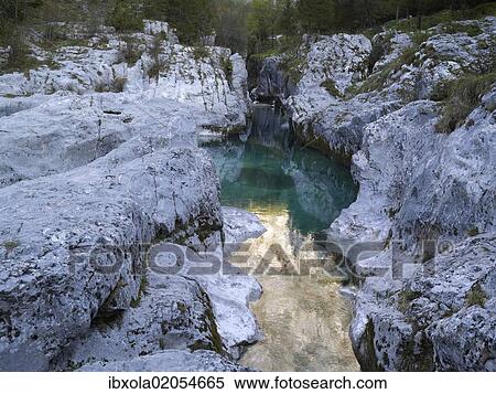 "Narrow gorge overlooking turquoise Soca river, Soca valley near Bovec, Triglav National Park, Slovenia, Europe" View Large Photo Image Stock Photography - "Narrow gorge overlooking turquoise Soca river, Soca valley near Bovec, Triglav National Park, Slovenia, Europe". Fotosearch