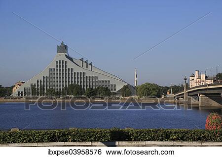 "National Library of Latvia, Daugava River, Stone Bridge, Akmens Tilts, Riga, Latvia, Europe" View Large Photo Image Stock Photograph - "National Library of Latvia, Daugava River, Stone Bridge, Akmens Tilts, Riga, Latvia, Europe". Fotosearch
