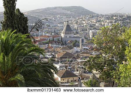 "Nazareth, Nazareth, with the Catholic Basilica of the Annunciation, in the North District of Israel in the historical landscape of Galilee, Middle East" View Large Photo Image Stock Image - "Nazareth, Nazareth, with the Catholic Basilica of the Annunciation, in the North District of Israel in the historical landscape of Galilee, Middle East". Fotosearch