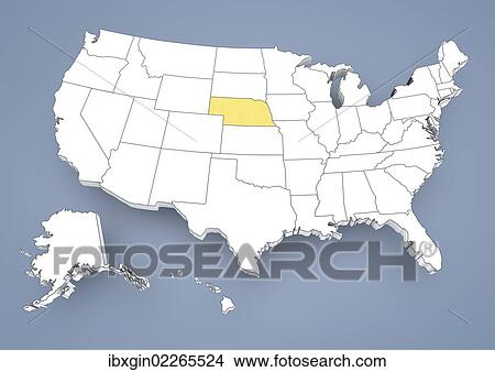 "Nebraska, NE, highlighted on a contour map of USA, United States of America, 3D illustration" View Large Photo Image Picture - "Nebraska, NE, highlighted on a contour map of USA, United States of America, 3D illustration". Fotosearch