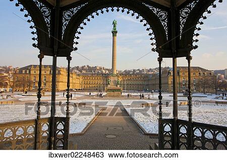 "Neues Schloss, New Palace or Castle, Jubilaeumssaeule columns, Schlossplatz square, winter, snow, Stuttgart, Baden-Wuerttemberg, Germany, Europe" View Large Photo Image Stock Image - "Neues Schloss, New Palace or Castle, Jubilaeumssaeule columns, Schlossplatz square, winter, snow, Stuttgart, Baden-Wuerttemberg, Germany, Europe". Fotosearch
