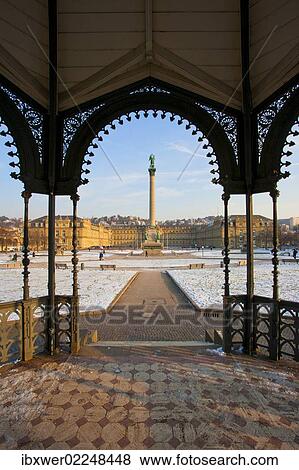 "Neues Schloss, New Palace or Castle, Jubilaeumssaeule columns, Schlossplatz square, winter, snow, Stuttgart, Baden-Wuerttemberg, Germany, Europe" View Large Photo Image Stock Photo - "Neues Schloss, New Palace or Castle, Jubilaeumssaeule columns, Schlossplatz square, winter, snow, Stuttgart, Baden-Wuerttemberg, Germany, Europe". Fotosearch