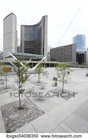 Stock Image - "New City Hall, Nathan Philips Square, Toronto, Ontario Province, Canada, North America". Fotosearch
