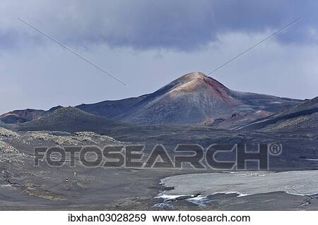 "New crater of a volcanic eruption in 2010, at long-distance hiking trail from from Skogar via Fimmvorouhals to the Thorsmork mountain ridge, Porsmork, Iceland, Europe" View Large Photo Image Stock Photo - "New crater of a volcanic eruption in 2010, at long-distance hiking trail from from Skogar via Fimmvorouhals to the Thorsmork mountain ridge, Porsmork, Iceland, Europe". Fotosearch