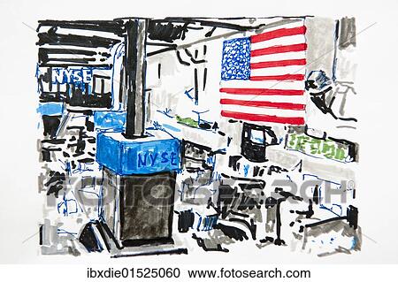 "New York, NYSE, New York Stock Exchange, drawing, artist Gerhard Kraus, Kriftel, Germany, Europe" View Large Photo Image Stock Image - "New York, NYSE, New York Stock Exchange, drawing, artist Gerhard Kraus, Kriftel, Germany, Europe". Fotosearch