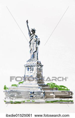 "New York, the Statue of Liberty on Liberty Island, drawing, artist Gerhard Kraus, Kriftel, Germany, Europe" View Large Photo Image Stock Image - "New York, the Statue of Liberty on Liberty Island, drawing, artist Gerhard Kraus, Kriftel, Germany, Europe". Fotosearch