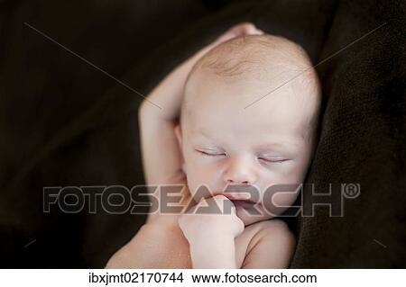 Picture - "Newborn baby, 3 weeks, sleeping". Fotosearch