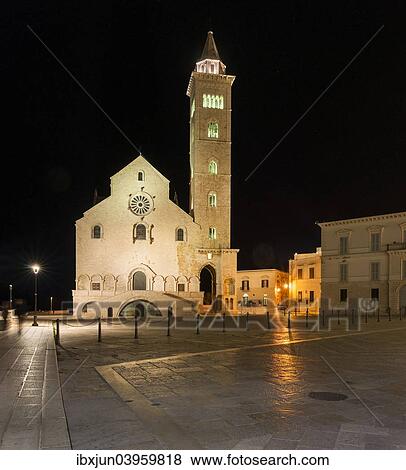 "Night scene, west front, Romanesque Cathedral or Trani, 11th century, Trani, Bari, Apulia province, Italy, Europe" View Large Photo Image Stock Photo - "Night scene, west front, Romanesque Cathedral or Trani, 11th century, Trani, Bari, Apulia province, Italy, Europe". Fotosearch