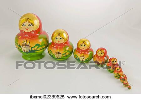 Stock Photography - "Nine Matryoshka dolls, Russian dolls". Fotosearch