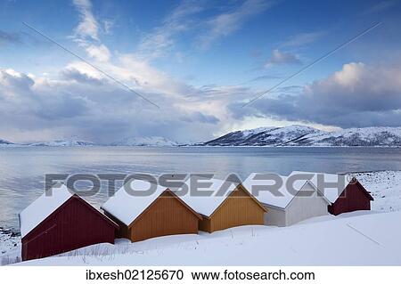 "Nordfjord with colorful wooden huts, Kvaloya, Norway, Europe" View Large Photo Image Stock Image - "Nordfjord with colorful wooden huts, Kvaloya, Norway, Europe". Fotosearch